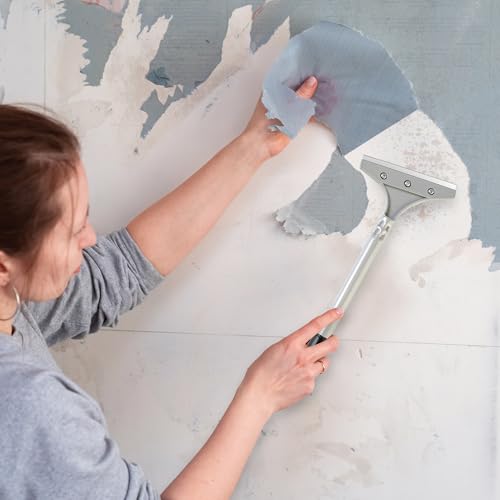 BLOSTM 5" Wallpaper Scraper - Long Handle Heavy Duty Scraper Tool with 5 Inch Wide Head & Soft Grip, Tile Scraper Removes Wallpaper, Vinyl Flooring, Tiles, Paint & More - Includes 3 Spare Blades 2 BLOSTM 5" Wallpaper Scraper - Long Handle Heavy Duty Scraper Tool with 5 Inch Wide Head & Soft Grip, Tile Scraper Removes Wallpaper, Vinyl Flooring, Tiles, Paint & More - Includes 3 Spare Blades - Image 2