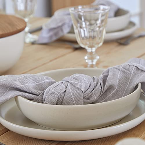 Casafina Ceramic Stoneware 18-Piece Place Setting Service For 6 With Pasta Bowls - Pacifica Collection, Vanilla | Microwave & Dishwasher Safe Dinnerware Set | Food Safe Restaurant Quality Tableware #TOP3
