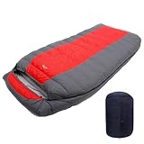 LMR寝袋 2人用 高級ダウン寝袋 シュラフ二人用 封筒型良質羽毛量2000-4000g ダブル カップル寝袋冬用 登山 アウトドア 車中泊 防災用 キャンプ用品 (レッド, 羽毛量2500g)