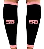 SB SOX Compression Calf Sleeves (20-30mmHg) for Men & Women - Perfect Option to Our Compression Socks - for Running, Shin Splint, Medical, Travel, Nursing, Cycling, and Leg Pain (Black/Pink, Medium)
