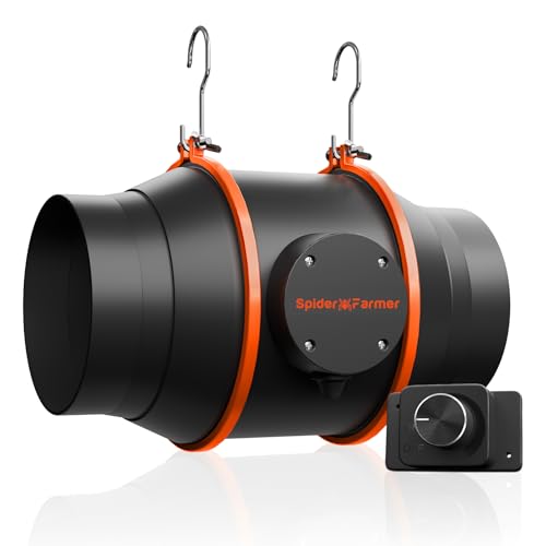 SPIDER FARMER Ventilador de Conducto en LíNea de 6 Pulgadas con Controlador de Velocidad Ventilador de Escape Silencioso de VentilacióN de 402 Cfm para RefrigeracióN Tiendas de CampañA HidropóNico