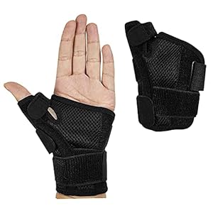 NuCamper Wrist Support Brace for Carpal Tunnel, Adjustable Wrist splint with Three Compression Strap and Finger Trigger Thumb Spica Splint for Men Women Fit Left and Right Hand, Stabilizer for Injuries Sprains, Arthritis,Tendinosis,Pain Relief (Type-A,Black)