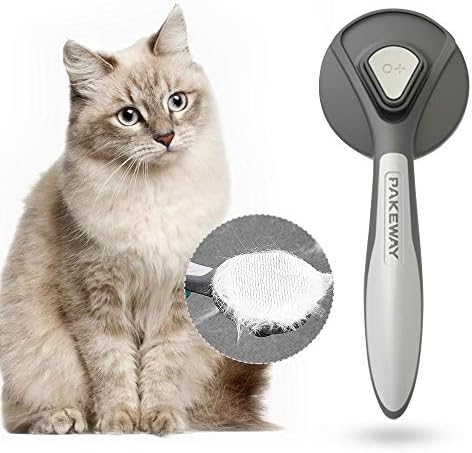 JOCHA Dog Cat Slicker Brush Deshedding Tool for Shedding and Grooming Gently Removes Loose Undercoat Mats Tangled Hair Dander Dirt for shedding short long haired with Quick Self Cleaning Button (Grey)