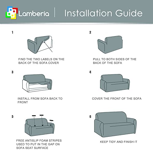 Lamberia High Stretch Sofa Cover For 2 Cushion Couch Loveseat Cover 3 Pieces Thick &Washable Plush Velvet Sofa Slipcover Couch Cover Furniture Protector For Dogs,Pets&Kids (Stone Blue, Sofa-L) #TOP6