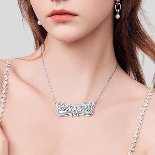 Drawelry Personalized Name Necklace Two Tone 18K Gold Plated Double Heart Pendant Custom Nameplate Jewelry Valentine's Gift for Women Men Couples Anniversary Birthday Gift2