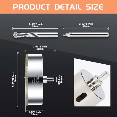 Image of MOLLOM 5-29 /32 inch (150mm) Diamond Hole Saw with 2 Pilot Drill Bit