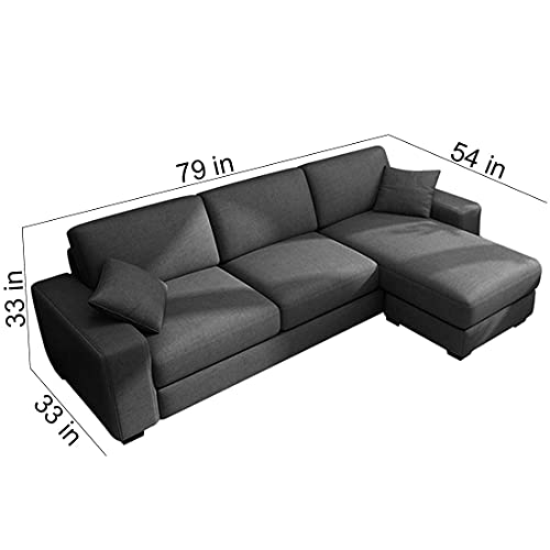Image of CASASTYLE Adonoy 4 Seater RHS L Shape Fabric Sofa Set (Grey)