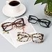 REAVEE 3 Pack Oversized Square Reading Glasses Oprah Style for Women, Blue Light Blocking Large Frame Computer Designer Fashion Readers with Spring Hinge (Black/Tortoise/Grey Tortoise,1.75)