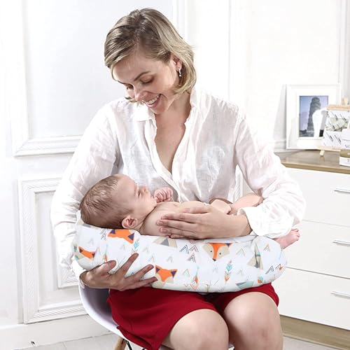 Image of Proliva Feeding Pillow for New Born Baby with Detachable Cover Breast Feeding, Maternity Nursing Pillow for Breastfeeding Set of Support for Baby Feeding Pillow Mom Home (Grey-Animal-K1)