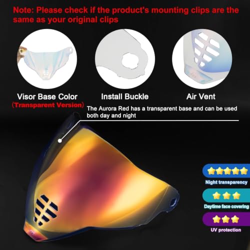 Image of PSLER IC-06 visor- Icon Airflite Face Shield Motorcycle Helmet Visor Accessories Replacement for Icon Airflite IC-06,Transparent Red