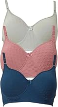 Women's Cotton Lightly Padded Non-Wired Full Coverage Bra (Pack of 3) | Multicolor
