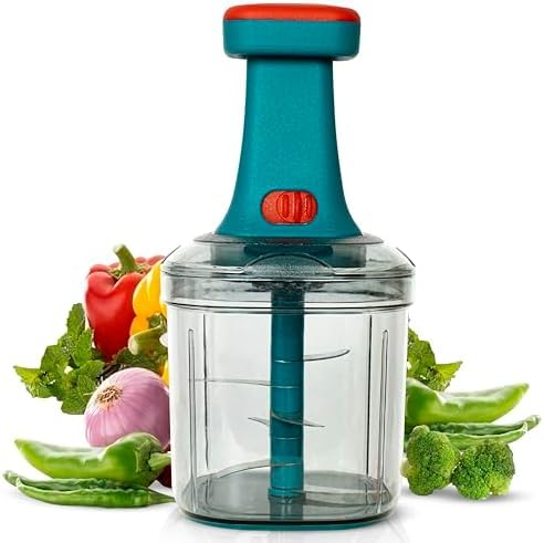 Ultimate 1100 Hand Press Push Chopper for Kitchen | 2-in-1 Veggie & Fruit Chopper with 4 Blades | Effortless Vegetable & Fruit Cutting Tool