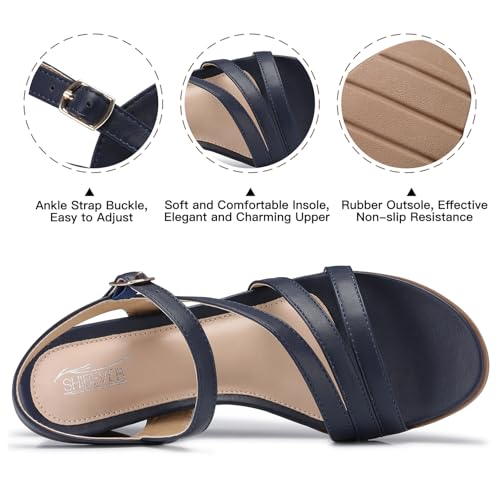 Image of SHIBEVER Wedge Sandals for Women Dressy: Comfortable Low Heel Sandal