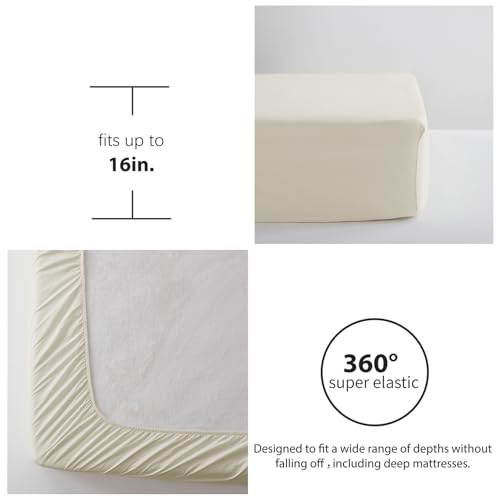 Image of Zzlpp Queen Comforter Set 7 Pieces, Pale Yellow Seersucker Bed in a Bag with Comforter, 2 Pillow Shams, 2 Pillowcases, 1 Flat Sheet, 1 Fitted Sheet