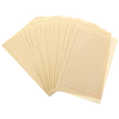 OSOLADY Papier à Calligraphie Chinois Épais 40 Feuilles 2 Cm Quadrillage Couleur Parchemin pour Entraînement à L'écriture Pinceau et Aquarelle, Papier de...
