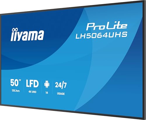 Image of iiyama Prolite LH6564UHS-B1AG Digital Signage Display VA LED Panel 4K UHD HDMI USB-C USB 2.0 RS-232c RJ45 Android 14 OS iiSignage WiFi Media Player 24 /7 Anti-Glare Black