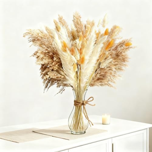 Ramo de Pasto Pampas Natural Seco Boho 17 pulgadas miniatura 1
