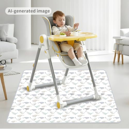 Image of Baby Splat Mat for Under High Chair, 51 x 51 Inch(Whale)