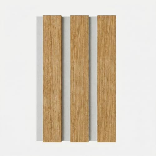 Momento Muster Akustikpaneele Holz Filz Weiß - Made in Germany - Eiche Geölt - Wandverkleidung Innen Wandpaneele Holzoptik - 3D Lamellenwand Paneele - Akustik Holzpaneele Wand Holzverkleidung Panel