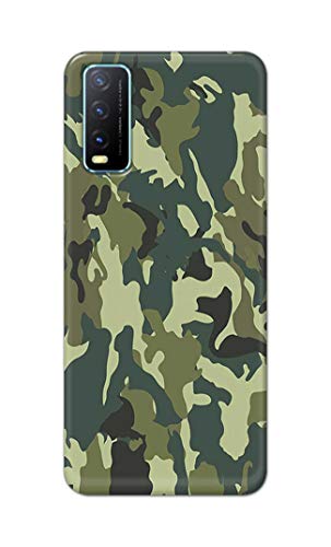 Image of Printed Hard Back Cover Case for Vivo Y20 | Y20 2021 | Y20i | Y20s | Y20G | Y20S (G) | Y20SG | Y20T Back Cover (Green Army Camouflage) -1803