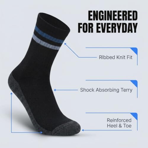 Image of Men's Regular Length Full White Terry Ribbed Socks - Cushioned for Comfort, Breathable Cotton Socks for Men - Free Size (Pack of 3)
