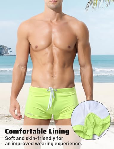 Mens Swim Trunks Low Rise Squre Leg Swimsuit Quick Dry Board Shorts Vintage Swimwear Swim Shorts Drawstring2