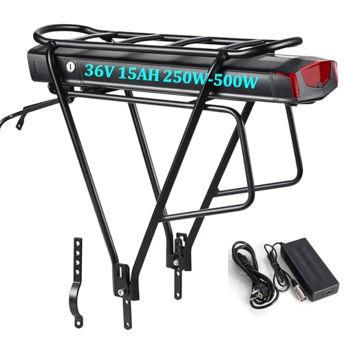 Ebike Akku 36V 15Ah mit Gepäckträger - 500W/350W/250W Batterie für Elektro Fahrrad Lithium-Ionen - Unit Pack Power