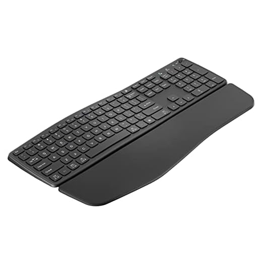 Nulea Ergonomic Wireless Keyboard, Curved Keyboard with Detachable Wrist Rest, Natural Typing, USB-C Charging, Bluetooth and USB Connectivity, Compatible with Windows/Mac