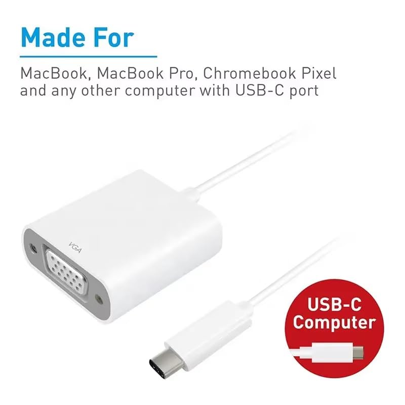 Image of FORIDA USB C to VGA Adapter, USB 3.1 Type-C Male to VGA Female Converter, 1080P Full HD, Compatible with MacBook, Chromebook, Dell, HP, Thunderbolt 3 /4, Projector & Monitor