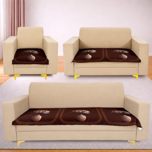 Image of Homerz Premium 'Luxe Series' Holland Velvet Sofa Cover | Smooth Finish | Anti-Skid Fleece Backing | Soft Touch Couch Protector for Living Room (Vase, 6 (3+2+1) Seater, Only Seat Cover)