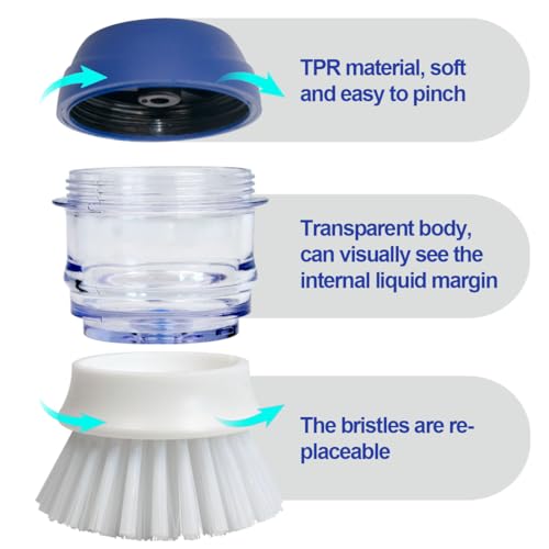 Image of CELOX 2 Pack Dish Brush with Soap Dispenser for Kitchen Cleaning, Kitchen Brush for Dish Pot Pan Sink Cleaning