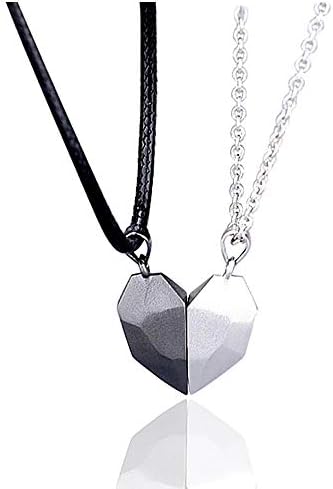 LEGENSTAR Two Souls One Heart Pendant Necklaces for Couple,Wishing Stone Creative Magnet Couples Necklace (Black+White)