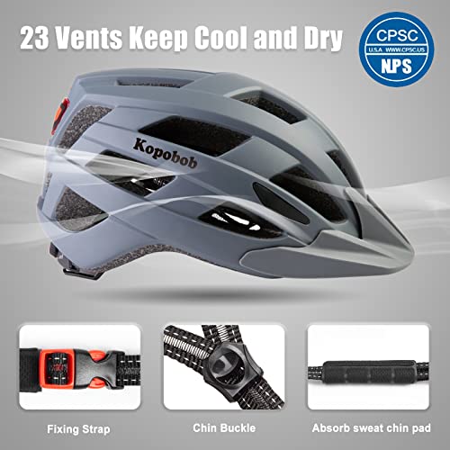 Casque de vélo pour adulte avec lumière LED - Casque de vélo pour homme et femme - Casque de VTT avec visière amovible - Casque de skateboard - Image 5
