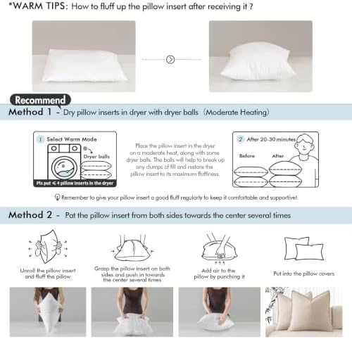 MIULEE 18x18 Pillow Inserts, Premium Feather and Down Pillows Pack of 4 — view 7