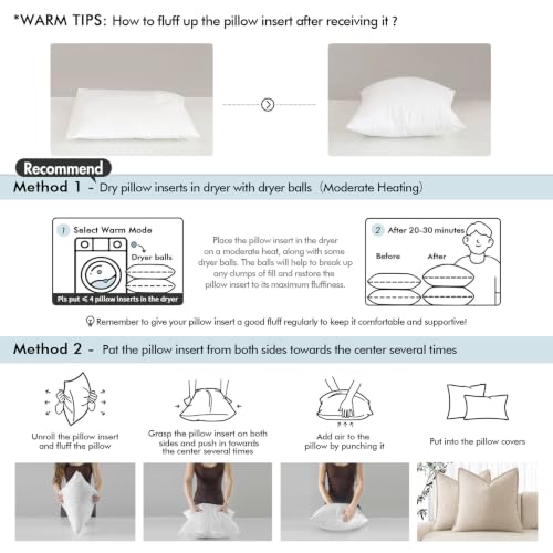MIULEE 20x20 Pillow Inserts, Premium Feather and Down Pillows Pack of 4 by MIULEE - Image 8