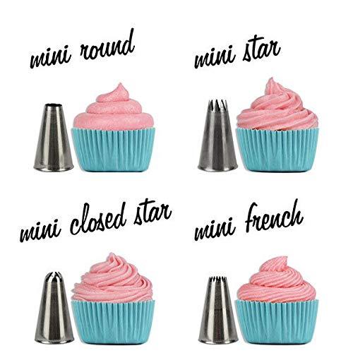 Kitchen Pacific 2 Cake Decorating Big And Small Different Tips-X4 Icing Bagx 2 Coupler, Stainless Steel Piping/Dispenser Nozzles Pen Set, Plastic #TOP6