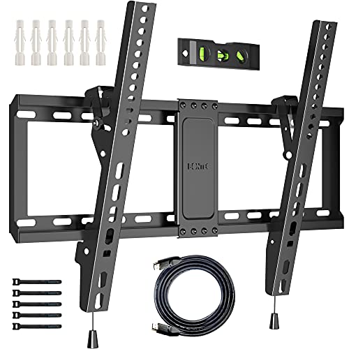 BONTEC TV Wall Mount for 37–85 Inch TVs, Tilting TV Mount Bracket for LED LCD OLED Flat Curved Screens, Low Profile 1.5in Design, Max VESA 600x400mm, Supports up to 132lbs, Fits 55 65 75 85 