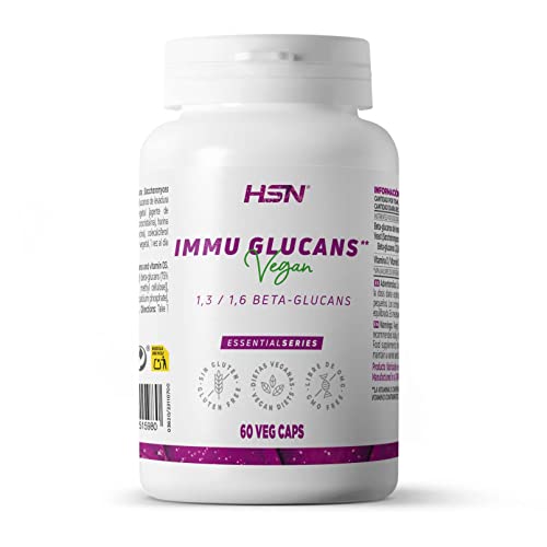 Inmu Glucanos BETAGLUCANO 1,3-1,6 de HSN | 60 Cápsulas Vegetales con Betaglucanos para Fortalecer el Sistema Inmunitario + Aumentar Defensas* | Materia Prima: Wellmune® | No-GMO, Vegano, Sin Gluten