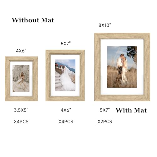 Picture Frames Set of 10-8x10, 5x7, 4x6 Photo Frames, Gallery Frame Set for Collage Wall Decor, Wood Frame with Glass Front and Mat Options for Wall and Tabletop Display, Wood - Image 4