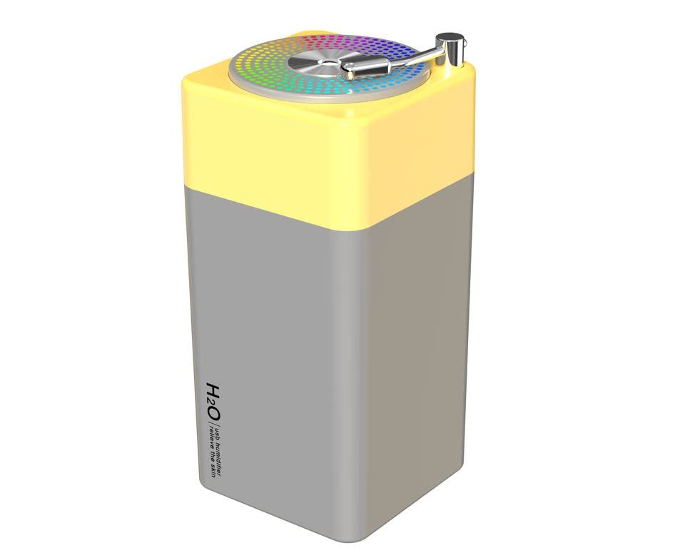 Jukebox Shape Humidifier for Desk, Car, Office with Cool Lights (350ml) (Yellow Gray)
