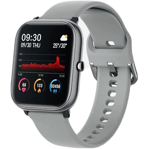Smart Watch Fitness Tracker Sports Watch Men Women Touch Screen Step Count Heart Rate Monitor Blood Pressure Sleep Tracker Calorie Counter Activity IP67 Waterproof Grey Cover