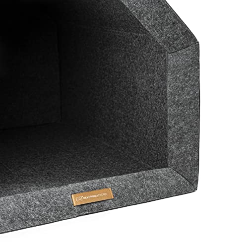 Rexproduct - PetHome Hundehütte mit Liegefläche und Dach I Biss- und Kratzfest I Gute Schalldämmung I Umweltfreundlich & Einfach zu Montieren I Größe S (60x42x43 cm) - Dunkelgrau und Rot