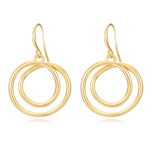 Dangle Earrings for Women 14k Gold Plated Teardrop Dangle Earrings Lightweight Minimalist Geometric Hoop Long Drop Dangle Earrings for Women Birthday Party Gift