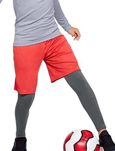 Telaleo 2 Pack Boys' Youth Compression Leggings Pants Tights Athletic Base Layer For Running Hockey Basketball Black Grey L #TOP4