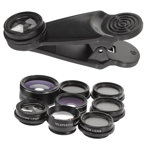 FUNNETOYU Kit de Lentes Profesional para Cámara de Móvil con Teleobjetivo Gran Angular Macro Ojo de Pez y Filtro Cpl Compatible con Smartphones Lentes Zoom Duraderas para Fotografía