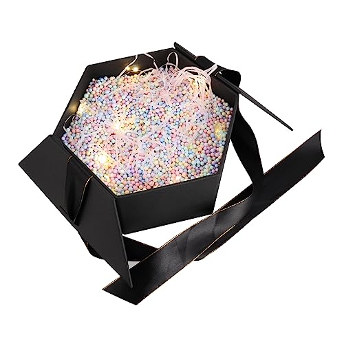 NOLITOY 1 Caja De Juego Conejo decorativo de San Valentín nupcial decoración de la boda de dama de honor box romantico soporte de hexagonal Papel Black