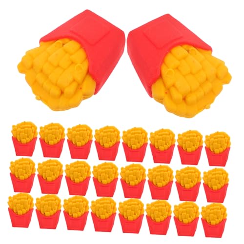 LAPYAPPE 30個フライドポテト消し かわいい学用品 ミニ食品型消し 子供用文房具 小学生向け賞品 女の子用学校グッズ パーティー景品