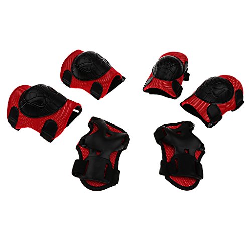 F Fityle 6 Peças Garoto Menino Menina Skate Skate Bicicleta Cotovelo Pulso Protetor De Joelho - Pret
