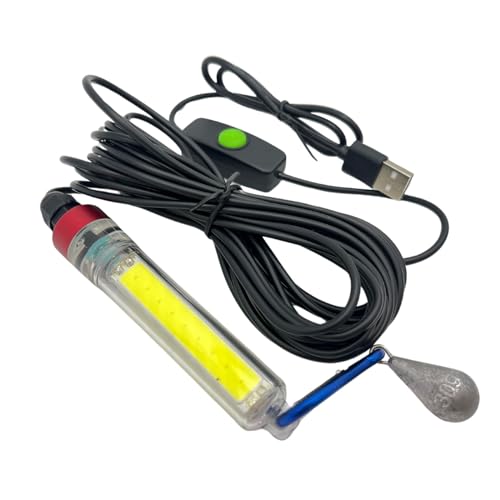 VERUNIS 集魚灯 USB給電 調光式 LED ライト 30g 重り付 20W IP68 防水 5m 夜釣り 海釣り 水中 白 ホワイト
