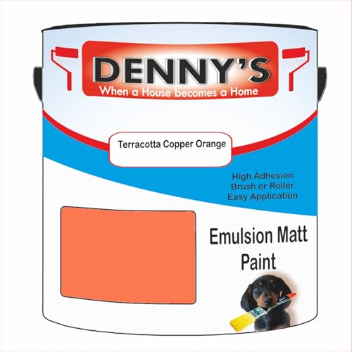 Premium Interior Wall & Ceiling Emulsion Paint – Terracotta Copper Orange – Rich Matt Finish, Durable & Washable, Low Odour, Ideal for Living Rooms, Bedrooms & Hallways (1 Litre Tin)